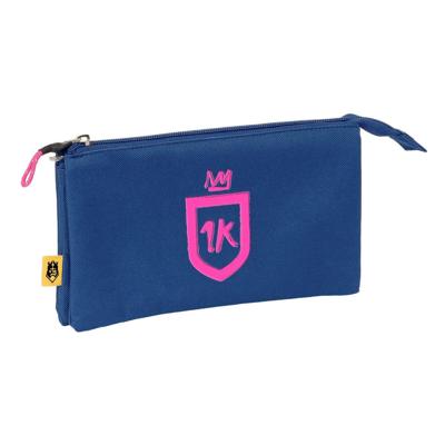 Pennenetui met 3 vakken Kings League 1k Blauw 22 x 12 x 3 cm