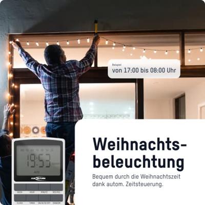 Ansmann 1260-0006 Schakelklok programmeerpakket Digitaal Dagprogramma, Weekprogramma 3680 W IP20 Continubedrijf, AAN/AUTO/UIT-programma, Programmeerfunctie,