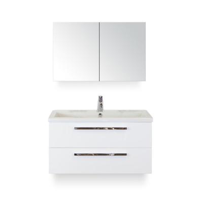 Seville Badmeubelset 100 cm - Wit Hoogglans - Wastafel Djazz 1 kraangat - met Spiegelkast