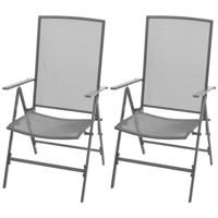 Tuinstoelen stapelbaar 2 st staal grijs - thumbnail