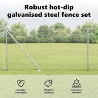 VidaXL Afrasteringspaal zilver 10 x 1,4 m (25 x 25 mm gaas) staal - thumbnail