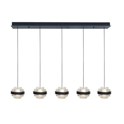 Highlight HanglampDynasty zwart recht 5-lichts met helder glas - H5507.20