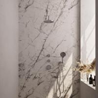 Brauer Chrome Carving Thermostatische Regendoucheset Inbouw - Hoofddouche 20 cm - Gebogen Wandarm - Handdouche 3 Standen - Doucheslang - Wandaansluitbocht - Chroom - thumbnail