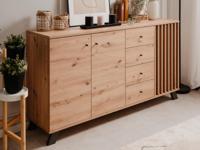 Dressoir MEDINA 3 deuren 4 lades artisan eik/antraciet - thumbnail