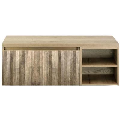 Frozen 3D Badmeubelset 120 cm - Greeplijst in Kleur - Wastafel Regaalkast met Bovenblad French Oak
