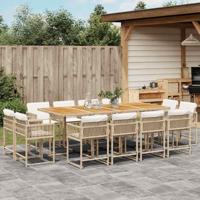 13-delige Tuinset met kussens poly rattan beige - thumbnail
