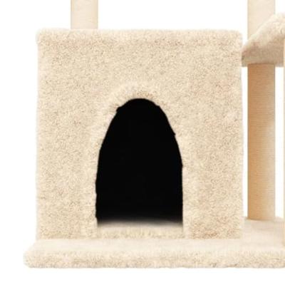 Kattenmeubel met sisal krabpalen 83 cm crmekleurig - thumbnail