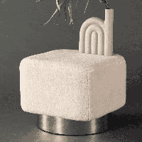 Nohr Poef 'Montey' Fleece, kleur Off White - thumbnail