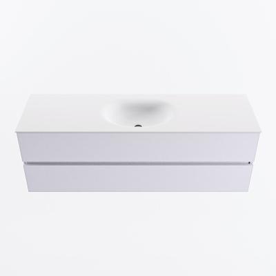 MONDIAZ VICA 150cm badmeubel onderkast Cale 2 lades. Wastafel MOON midden zonder kraangat, kleur Talc.