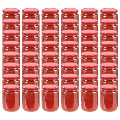 VidaXL Jampotten met rode deksels 48 st 230 ml glas VidaXL Jampotten met rode deksels 48 st 230 ml glas