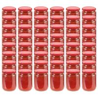 VidaXL Jampotten met rode deksels 48 st 230 ml glas - thumbnail
