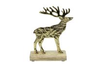 Countryfield hert op standaard 17 cm goud metaal - thumbnail