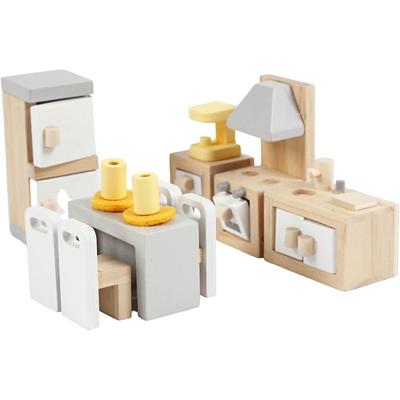 VIGA meubilair voor poppenhuis, keuken, afm 2x2x7,5 cm, 9 onderdelen/ 1 set VIGA meubilair voor poppenhuis, keuken, afm 2x2x7,5 cm, 9 onderdelen/ 1 set