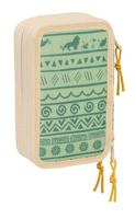 Driedubbele Pennenzak Mufasa Groen Beige 12,5 x 19,5 x 5,5 cm 37 Onderdelen - thumbnail
