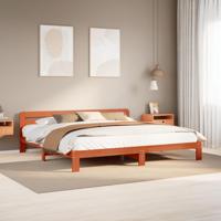 Bedframe zonder matras massief grenenhout wasbruin 200x200 cm - thumbnail