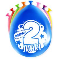 Party Ballonnen Hoera 2 Jaar - 8 Stuks - thumbnail