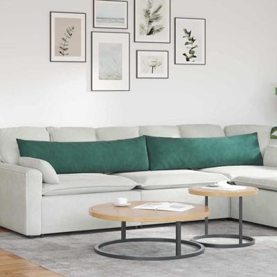 Sofa Kussens 2 pcs Donkergroen 145 x 40 cm Katoen Stof Sofa Kussens 2 pcs Donkergroen 145 x 40 cm Katoen Stof