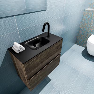 MONDIAZ ADA 60cm toiletmeubel dark brown. LEX wastafel urban midden 1 kraangat