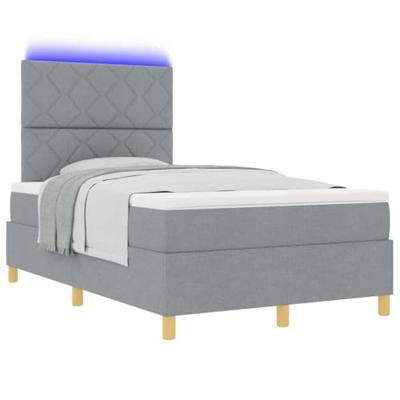 Boxspringbed met Matras & LED Lichtgrijs 120x190 cm Stof