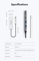 GrauGear G-HUB2A2C-AC USB 3.2 Gen 1-hub 4 poorten Zilver - thumbnail