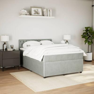 Boxspring met matras fluweel lichtgrijs 180x200 cm