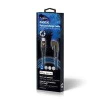 Nedis USB-kabel - Apple Lightning 8-Pin - USB Type-C ™ stekker - Vernikkeld - 1,00 m - rond - gevlochten/nylon - Zwart/Blauw - Verpakking met kijkvenster - thumbnail