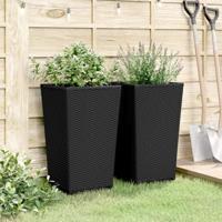 Plantenbakken 2 st 32,5x32,5x57 cm polypropeen zwart - thumbnail