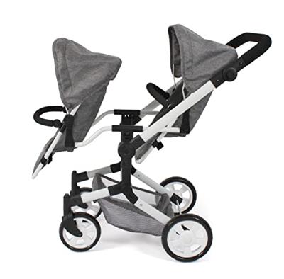 Tweeling Poppenwagen Linus Duo - Grey Jeans - thumbnail