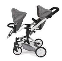 Tweeling Poppenwagen Linus Duo - Grey Jeans - thumbnail
