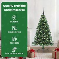 VidaXL Kunstmatig voorverlicht kerstboom met 150 led groen 120 cm pvc - thumbnail
