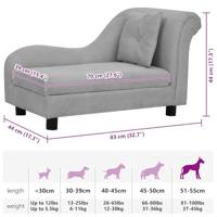 Hondenbank met kussen 83x44x44 cm pluche grijs - thumbnail
