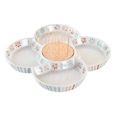 Snackdienblad DKD Home Decor Multicolour 22 x 22 x 3 cm Keramiek