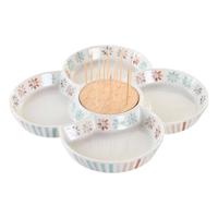 Snackdienblad DKD Home Decor Multicolour 22 x 22 x 3 cm Keramiek - thumbnail