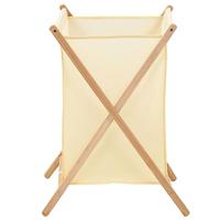 VidaXL Wasmand 42x41x64 cm cederhout en stof beige - thumbnail