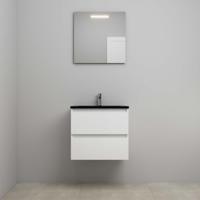 On-Line Badkamermeubelset - 60 cm - Voorgemonteerd - Ladestructuur - Acryl Wastafel - 1 Kraangat - Spiegel met LED-Verlichting - Hoogglans Wit - thumbnail