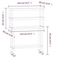 VidaXL Keukenwerktafel met bovenschap 110x30x150 cm roestvrij staal - thumbnail