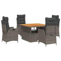 5-delige Tuinset met kussens poly rattan grijs - thumbnail