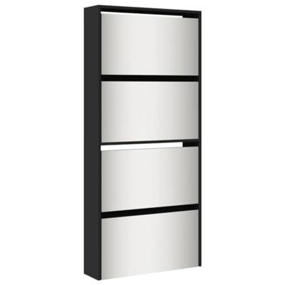 Schoenenkast met spiegel 4-laags 63x17x134 cm zwart