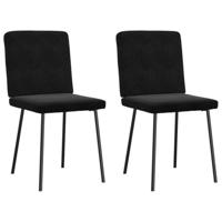 Eetkamerstoelen 2 st fluweel zwart - thumbnail