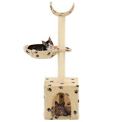 VidaXL Kattenkrabpaal met sisal krabpalen 105 cm pootafdrukken beige VidaXL Kattenkrabpaal met sisal krabpalen 105 cm pootafdrukken beige
