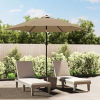 VidaXL Parasol met led-verlichting en stalen paal 300 cm taupe - thumbnail