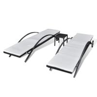 Ligbeddenset poly rattan zwart 3-delig - thumbnail