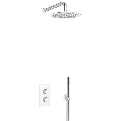 Fortifura Calvi Inbouw Regendoucheset - thermostatisch - wandarm - 30cm hoofddouche - staaf handdouche - gladde doucheslang - chroom SW496810/SW542643/SW706209/SW720552/SW720559/SW721