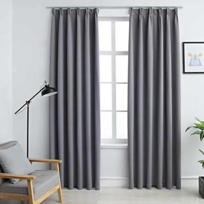 VidaXL Gordijnen verduisterend met haken 2 st 140x245 cm grijs VidaXL Gordijnen verduisterend met haken 2 st 140x245 cm grijs