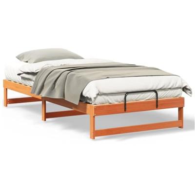 Bedframe met Draaghandvatten Bruin Massief grenenhout