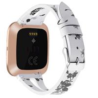 Fitbit Versa 1 / 2 & Lite bandje TPU leer - Bloemenprint wit - thumbnail