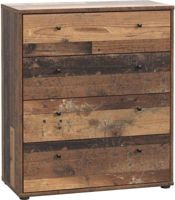 TEMPRA Commode - Oud houteffect - 4 laden - B 73,7 × D 34,8 × H 85,5 cm
