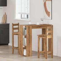 Bartafel met schap 102x50x103,5cm bewerkt hout artisanaal eiken - thumbnail