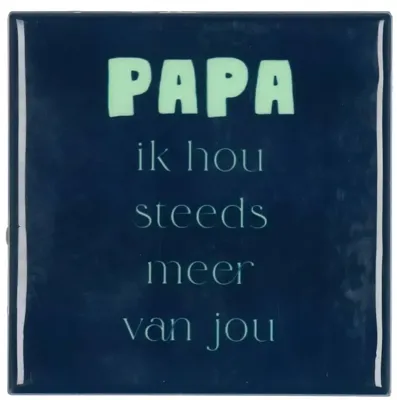 Tegeltje papa blauw 10X10X1CM