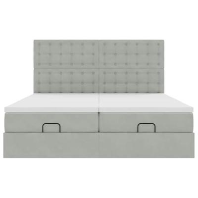 Ottoman bed met matrassen en LED's 200x200cm fluweel lichtgrijs